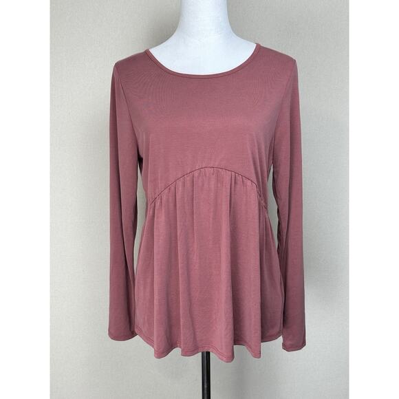 GREEN ENVELOPE Los Angeles Women’s Sz M Long Sleeve Mauve Pink Top Baby Doll - Picture 1 of 11